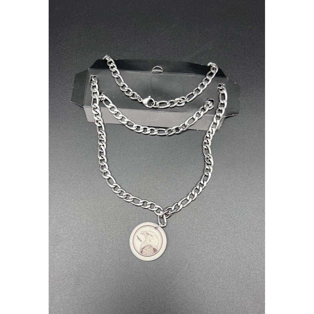 Biker Touchstone Pottery Bald‎ Eagle Porcelain Necklace On A Chain & Bracelet